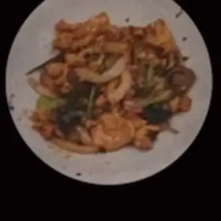 (119)pollo con salsa curri verde