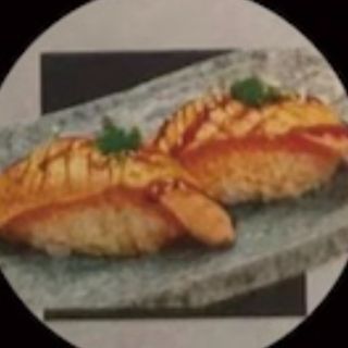 salmon flambeado nigiri