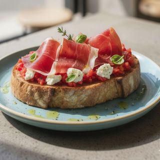 Tostada de jamón serrano con queso fresco