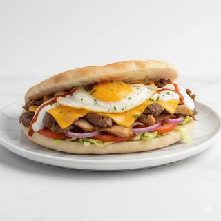 Kebab con queso y huevo