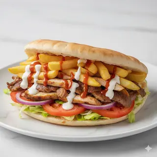 Kebab con patatas dentro