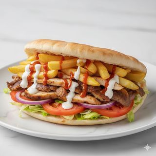 Kebab con patatas dentro