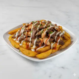 Patatas deluxe con carne (mediana)