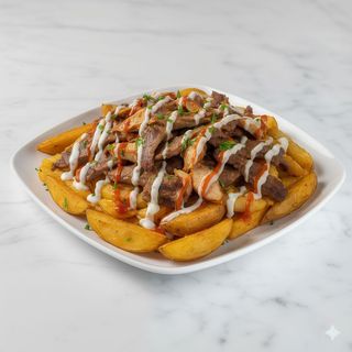 Patatas deluxe con carne (mediana)