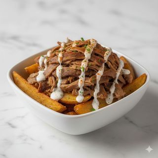 Patatas deluxe con carne (grande)