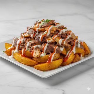 Patatas deluxe con carne (extragrande)