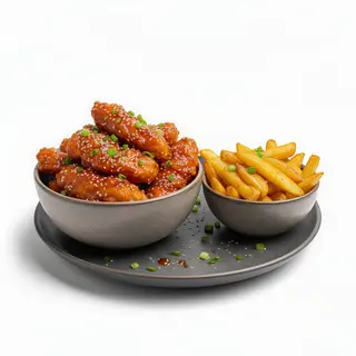 Ración De Fingers De Pollo Coreano Con Fritas