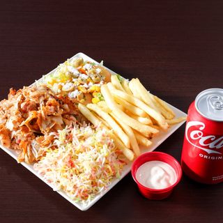 Menú plato kebab con arroz