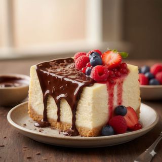 Tarta de queso con topping de frutos rojos