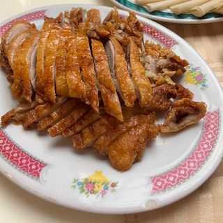 Pato frito con salsa ajo 炸鸭