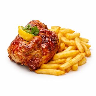 Medio Pollo Asado con Patatas