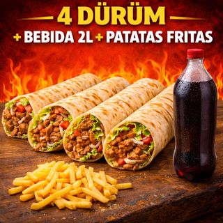 4 Dürüm +PATATAS+ 2L BEBIDA
