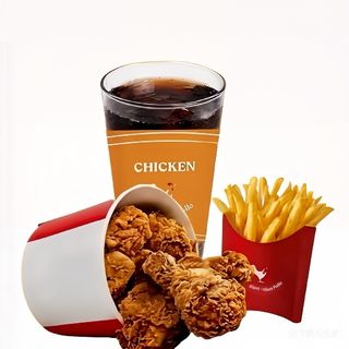 Cubo pequeño de pollo medio 5 piezas + 1 refresco+ 1 patatas fritas