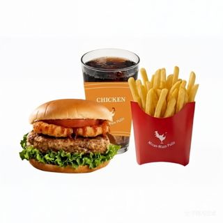 Hamburguesa de carne vacuna + refresco + patatas fritas