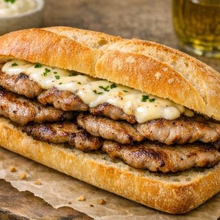 Bocadillo de escalopines al cabrales