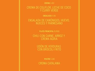 Menú del día - Martes 18/02