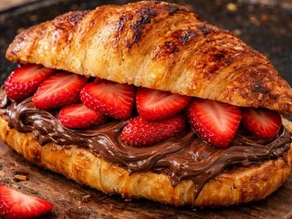 Croissant con chocolate y fresas