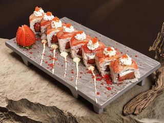 Sushi roll sakura salmon uramaki