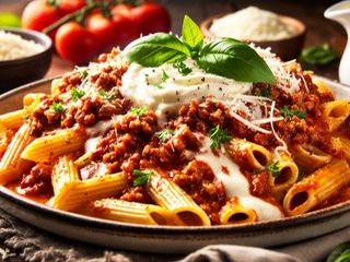 Macarrones boloñesa mascarpone