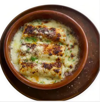 Canelones De Carne Rustidos Con Bechamel Tartufa