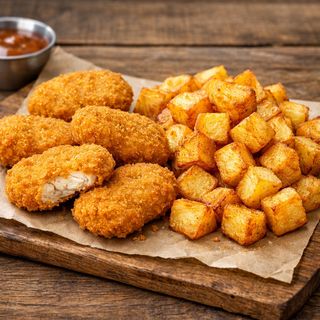 Nuggets de pollo con patatas bravas 5ud