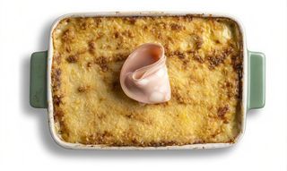 Lasagna mortadela y pistacho