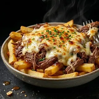 Patatas con pulled Beef y queso de Arzua