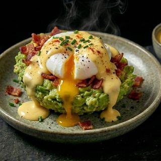 Aguacate poché con bacon