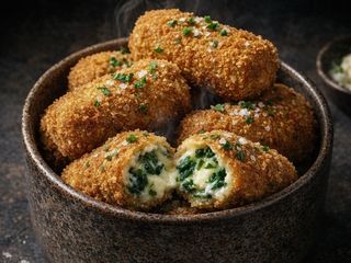 Croquetas caseras de queso de cabra y espinacas