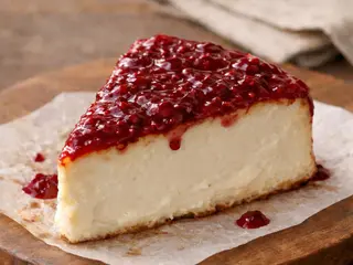 tarta de queso con mermelada de frambuesa
