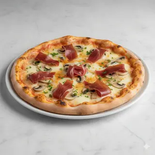 Pizza de ibérica y porcini (33 cm.)
