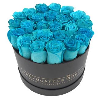 Caja de 26 cm con Rosas Maldive blue