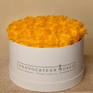 Caja de 28cm con Rosas en color amarillo