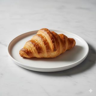 Croissant de mantequilla recién horneado