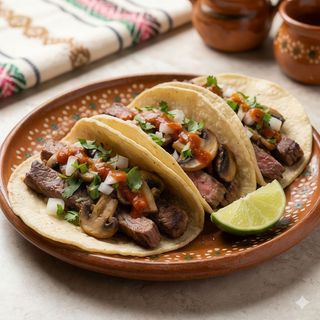 Tacos de bistec con champiñones (2 uds.)