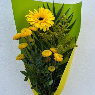 RAMO 1 GERBERA + 2 MARGARITAS AMARILLAS