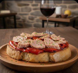 Tosta De Bonito Del Norte Y Pimientos Asados