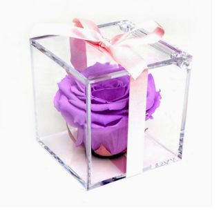 Rosa lila en caja metacrilato