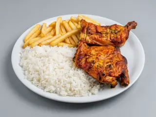 1/2 pollo brasa , arroz , patata