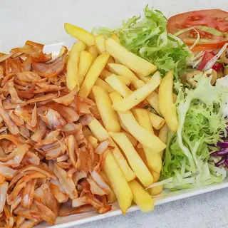 Shawarma, patata , ensalada