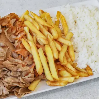 Shawarma, patata , arroz
