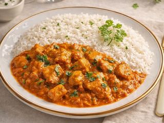 Pollo tikka masala con guarnición