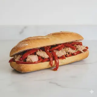 Bocadillo De Atún Con Pimiento Rojo Frito