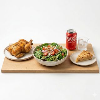 Pollo Asado+Green Vital Bowl,Refresco+Postre