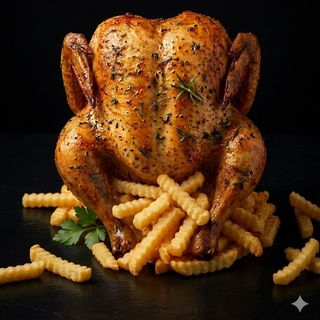 Pollo Asado Con Patatas Fritas