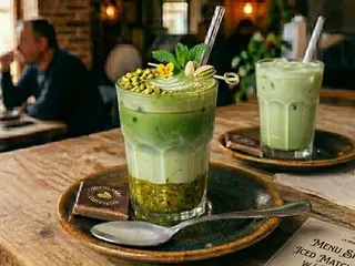 Ice Matcha Latte Con Topping
