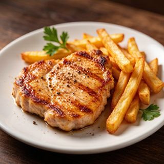 Pechuga de pollo plancha con patatas frita
