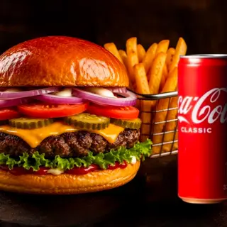 Box burger with cola