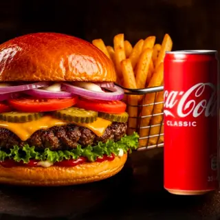 Box burger with cola