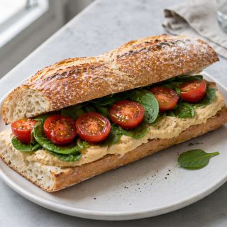 Bocadillo Vegano Hummus espinacas